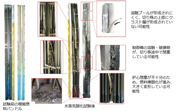 図２　JAEAの模擬制御棒ブレード崩落試験で観測された閉塞部の様子[1]