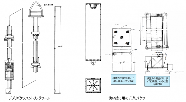 図29(左)　Pick-and-place作業用の各種長尺ツール -軽量ツール- [2]、図29(右)　使い捨て用デブリバケツ [2]