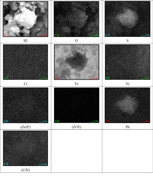 図26 2PEN2103 領域09の拡大SEM-EDSマッピング ※試料からの有意な信号を含まない特性X線像は “※”を付し、括弧書きとした。